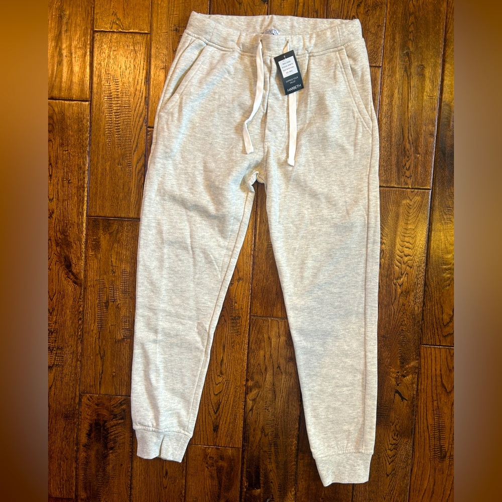 NWT Harbeth Fleece Joggers Men Size Small in Heather Oatmealther Oatmeal